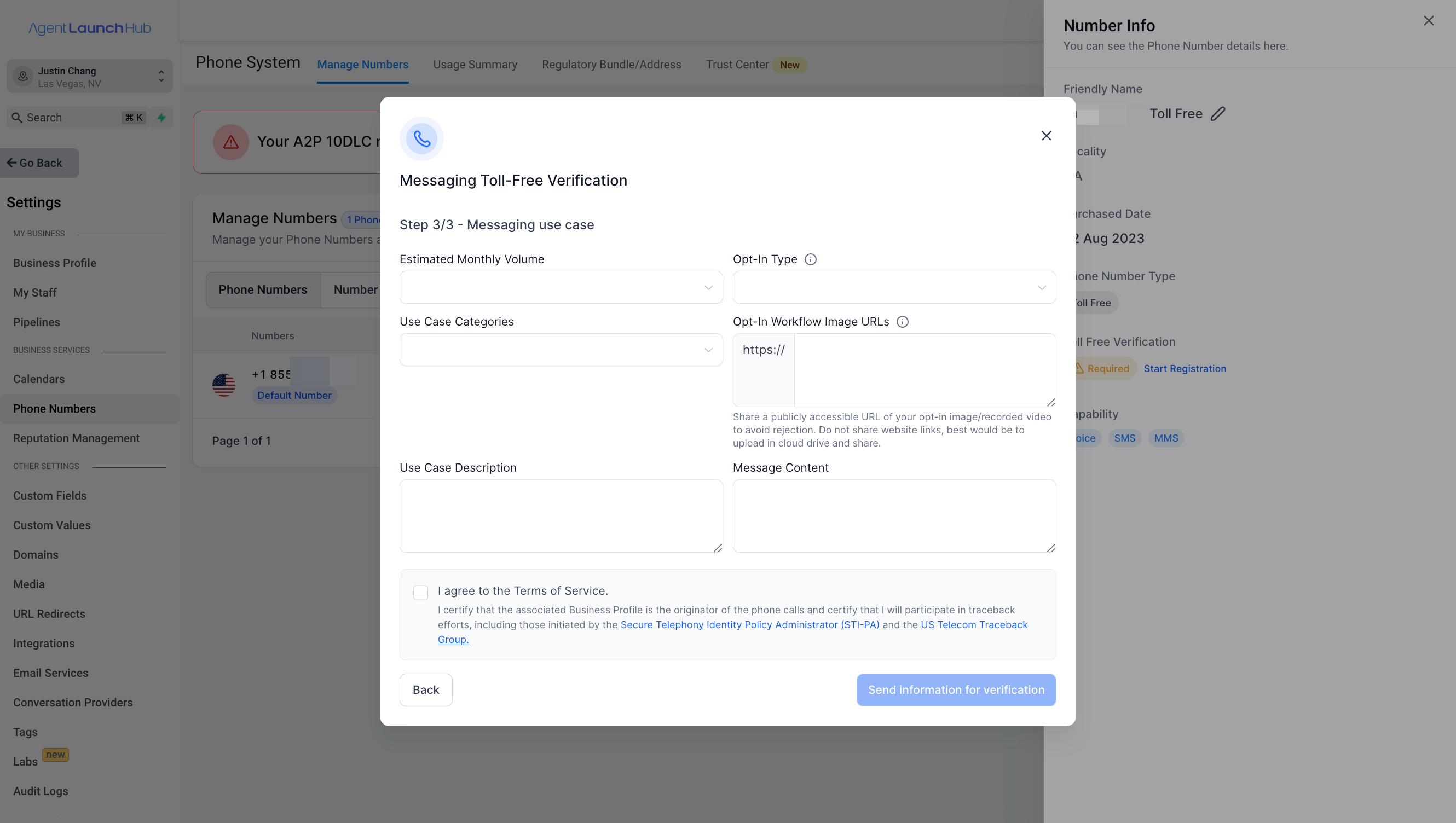 Click on Step 3/3 - Messaging use case…